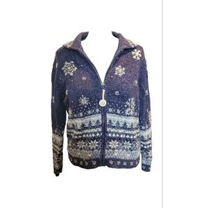 Heirloom Collectables Christmas Collection 2004 Sweater Large Blue Sequin Beaded